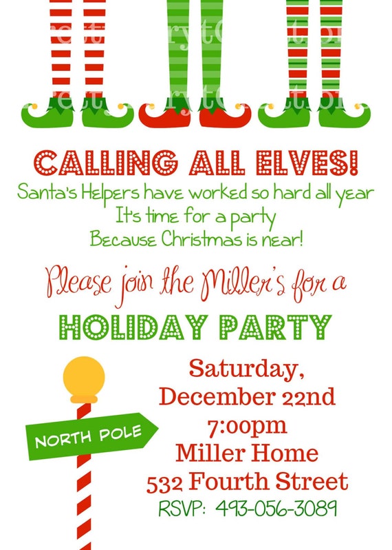 ELF FEET holiday party invitation YOU by PrettyPartyCreations