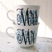 mr. and mrs. upcycled shabby chic mug - black and white with blue flowers - set of two (2) ready to ship