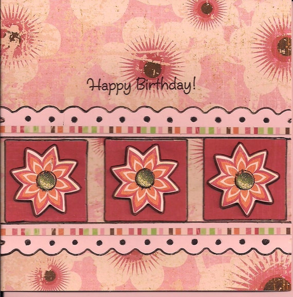 Feminine Lovely Floral Happy Birthday Card...5x5