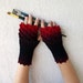 Fingerless gloves - black red Transitional Ombré mittens Khaleesi Dragon