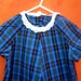 VINTAGE 60s Girl's Blue Plaid Mod Shift Dress
