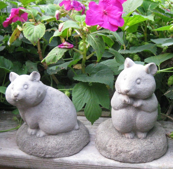 Concrete Hamster Statues Set of 2 for House or Garden