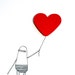 Love Greeting Card, I Love You, Hand-finished, Quirky Illustration of Poosac with Red Love Heart Balloon