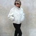 Retro 60's jacket -natural curly lamb bomber style coat - 1960's mod coat - medium