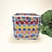 Stained glass mosaic votive candle holder blue orange red