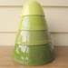 Vintage set of 4 Pyrex green mixing bowls.