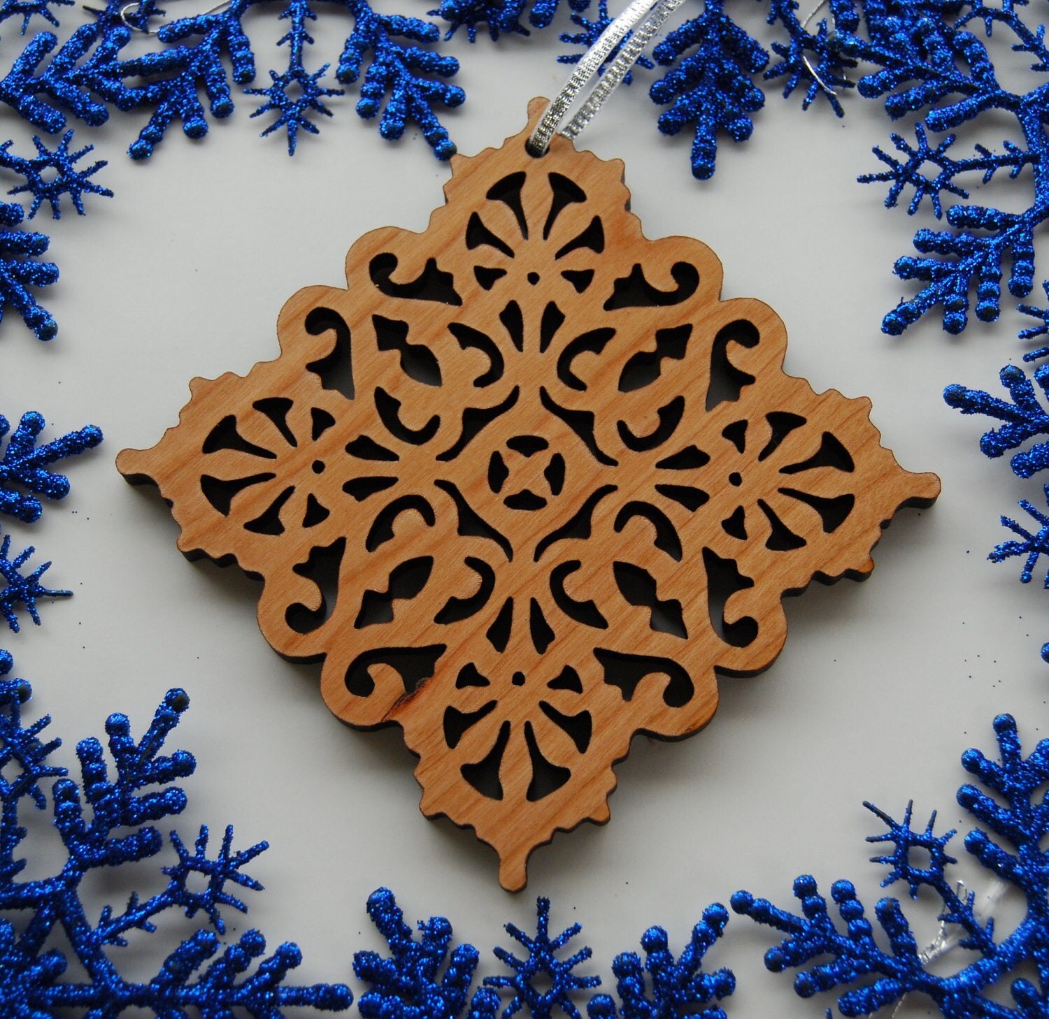 Holiday Victorian Lace Christmas Snowflake Ornament