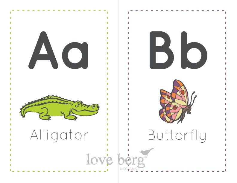 printable alphabet animal flashcards pdf digital file