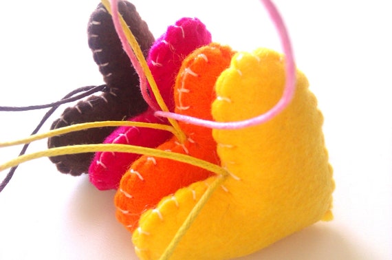 Wedding/party Hearts Decorations - autumn shades, yellow, orange, brown, pink, fall - Set of 4 - Ornaments/favors/decor/gifts Il_570xn