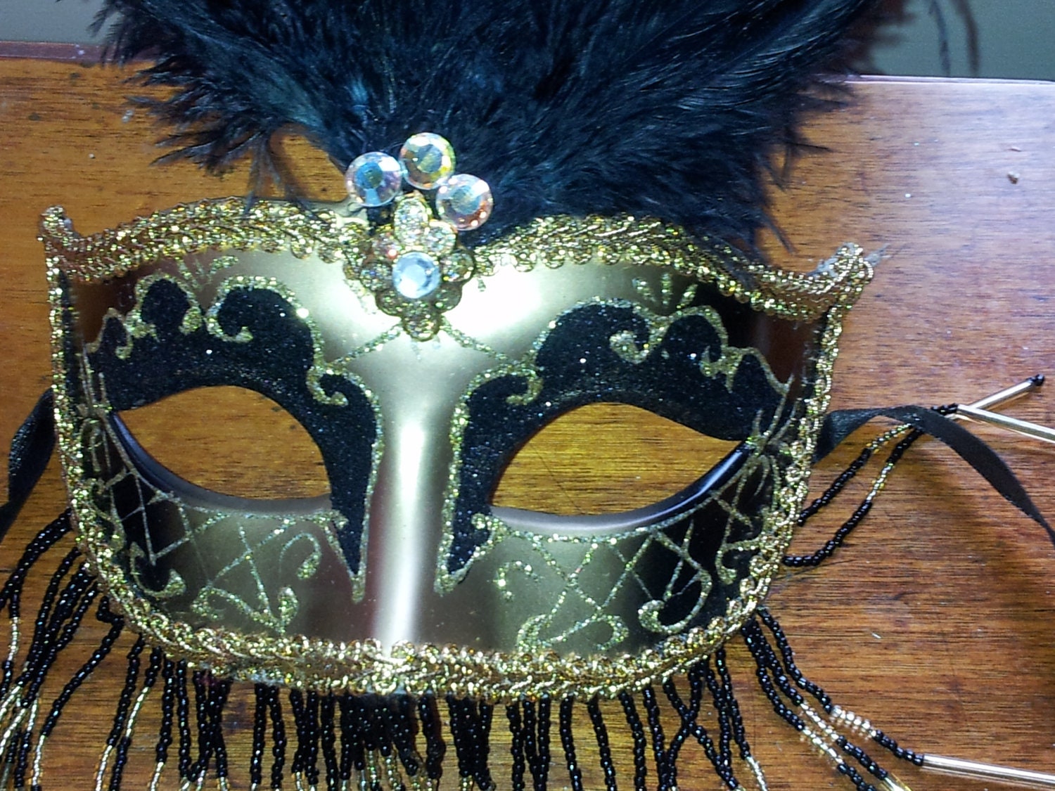 Kirk’s Folly Fancy Feathered Black And Gold Masquerade Mardi Gras Ball ...