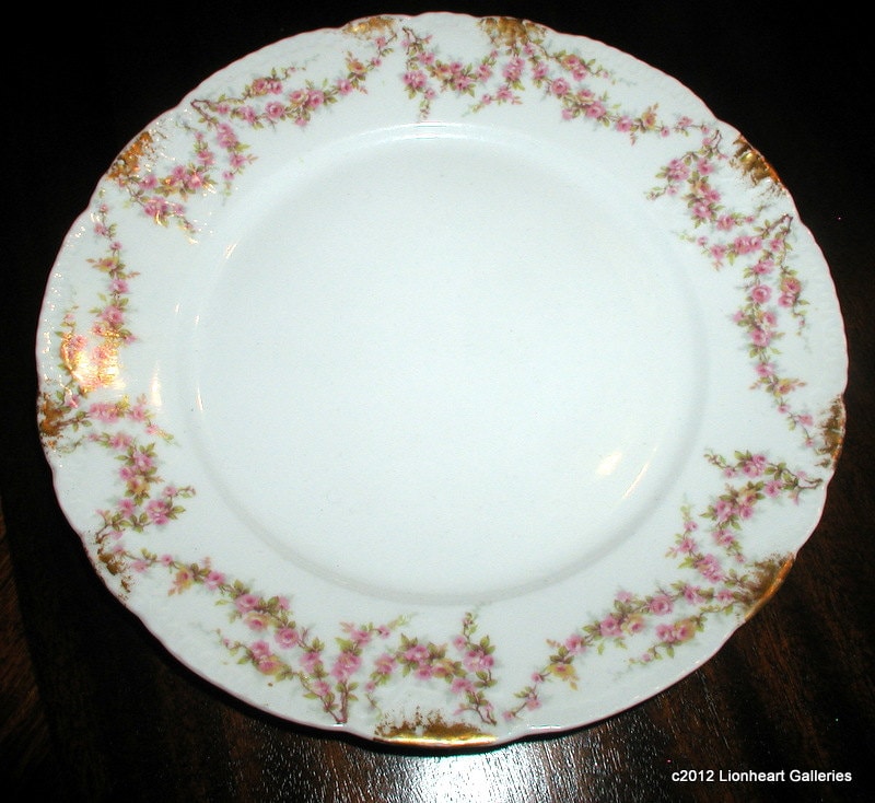 Antique Haviland Limoges Rose Garland Dinner Plates Pattern