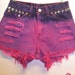 Levis 517 HOT Pink Hand Dyed Studded Shorts - Sz 3