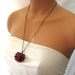 rose necklace, gift under 25, flower necklace, long necklace, red necklace burgundy, long pendant necklace, statement necklace