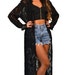 Vintage 90s Gypsy Stevie Nicks Black Sheer Lace Maxi Duster