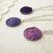 Purple Flower Bridesmaid Necklace in Crocus, Violet & Grape Fabric Roses - Silver Plated Set of 3 Bridal Jewelry