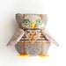 Owl soft sculpture, Obadiah the owl, hand sewn stuffed animal