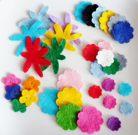 Items Similar To Die Cut Wool Felt Craft Flowers Set Of 50 Arts And 