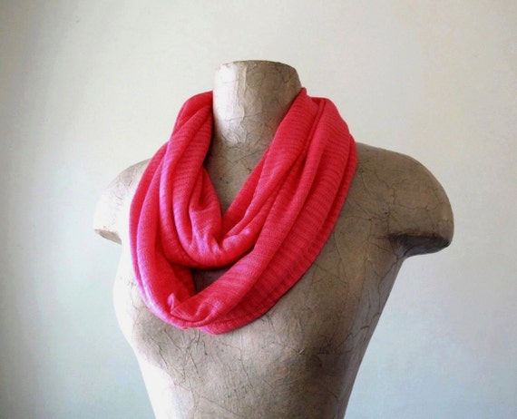 Lightweight Infinity Scarf Hot Pink Knit Infinity Scarf 4424