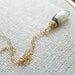 Green Gemstone Necklace with 14k Gold. Statement Necklace in Light Green. Free Shipping.
