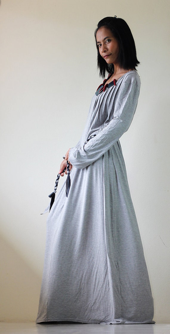 Items Similar To Maxi Dress Long Sleeve Gray Dress Tube Evening Gown Autumn Thrills 