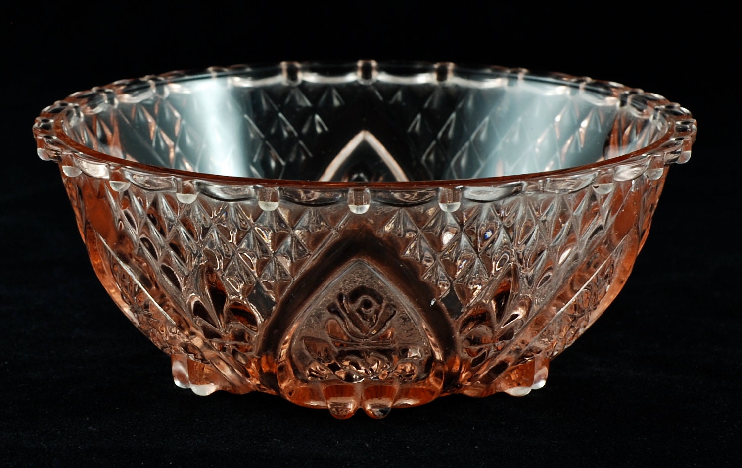 Vintage Pair of KIG Pink Depression Glass Bowls