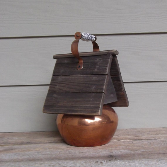 Vintage Copper Tea Kettle Birdhouse Whimsical Birdhouse