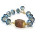 Blue Bracelet Yellow Gold Jewellery Crystal Jewelry Vermeil Wire Wrapped Agate Stone Chain Dangle Everyday Unique B-290