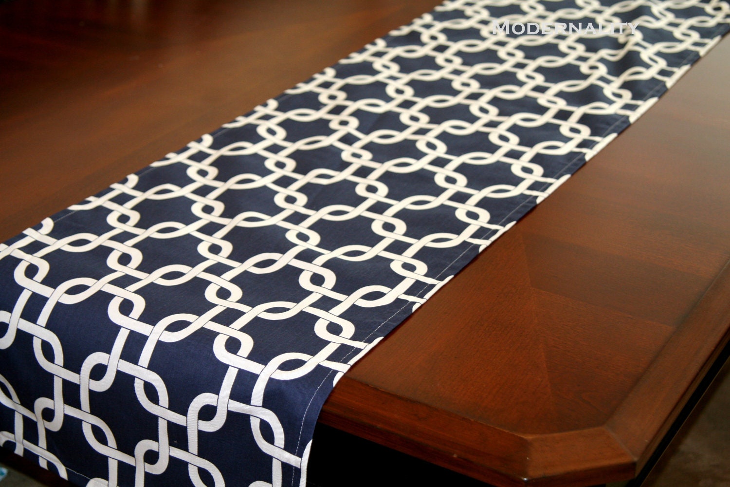 navy blue kitchen table runner