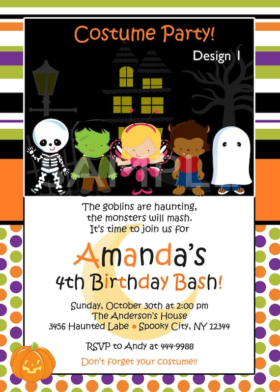 Personalized Halloween Birthday Party Invitations 3