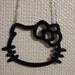 hello kitty face head outline bow pendant large necklace black outline oversized hello kitty sanrio silver chain 18 inch chain glazed