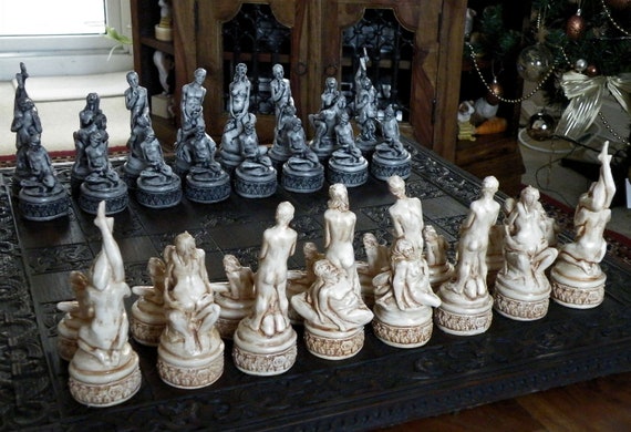 Large Adult Erotic Chess Set Ornate Base By Nicscreationcorner 0948