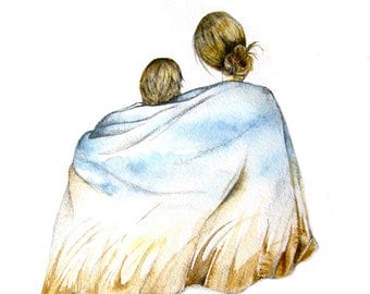 mother and son art print 5 x 7 inches