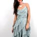 STUNNING Pale Mint MERMAID Cut Cocktail Party Dress // GLAM/Metallic Textured 1980s Mini // Size Small