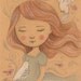 White Doves - Original Pencil Drawing Illustration by Amalia K