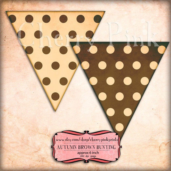 FALL BUNTING BROWN style digital printable bunting download