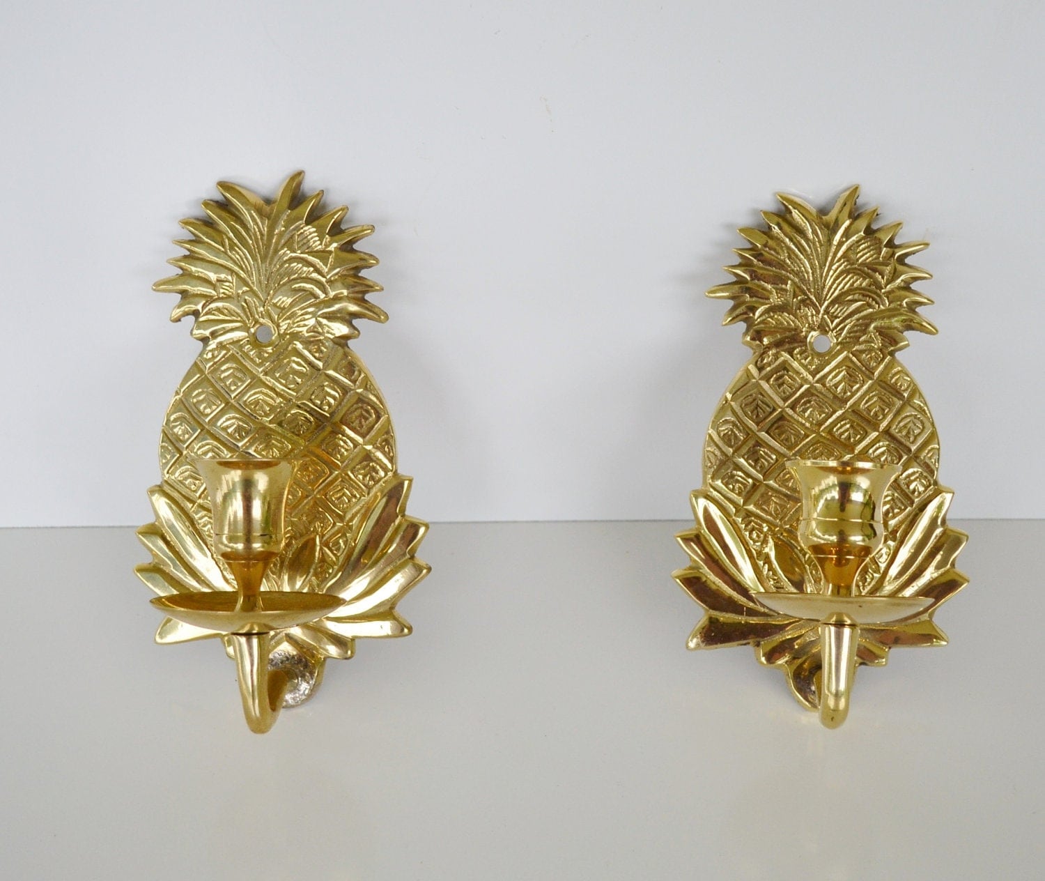 Vintage Brass Pineapple Candle holders Wall Sconce Candle