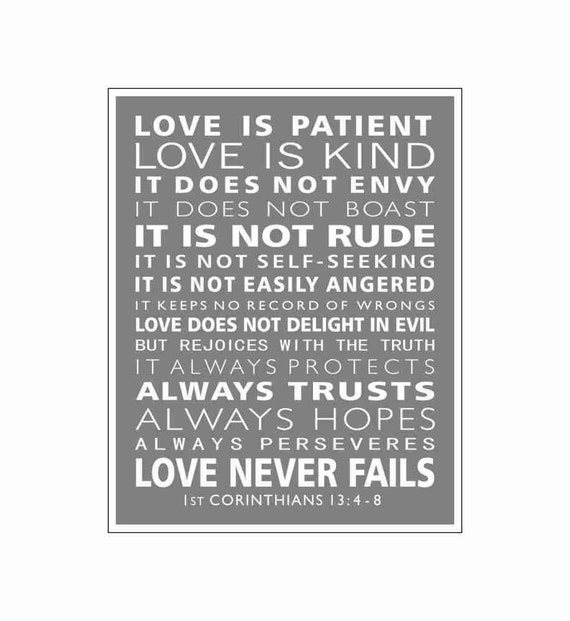 Typography 1st Corinthians 13 Love Is Patient Christian