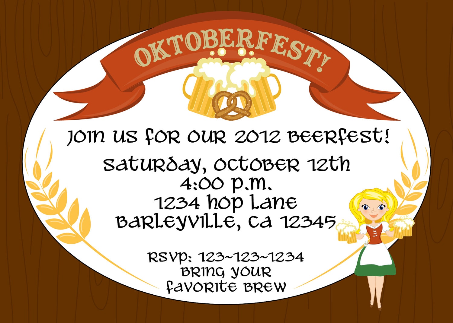 Oktoberfest Beerfest Invitation or Birthday Party Print Your