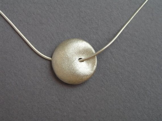 Sterling Silver Necklace Pendant  Puffy Bead by DaliaShamirJewelry
