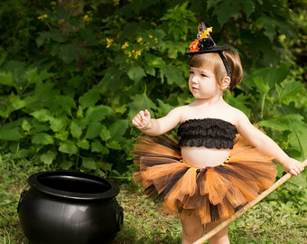 Baby Girl Halloween Costume Black And Orange Tutu Halloween Tutu And Witch Hat Baby Witch Costume Baby Girl Tutu Baby Girl Witch Costume