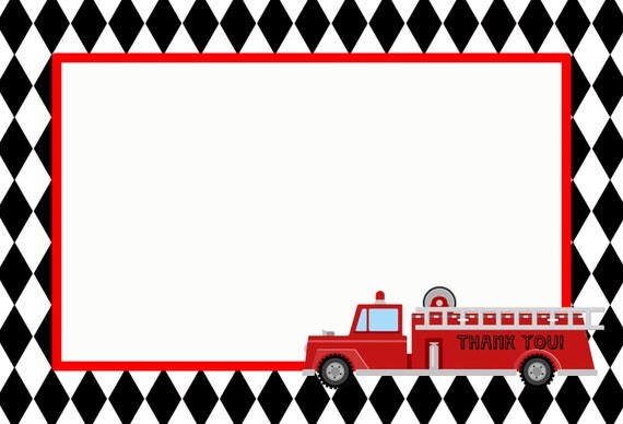 FIRE TRUCK Thank you note-Printable, Libby Lane Press Il_570xn