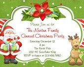 Christmas Party Invitation Santa Reindeer Custom Printable Il_170x135