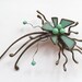 Artistic statement jewelry, stained glass brooch, turquoise beads, copper wire jewelry, contemporary jewelry, funky brooch