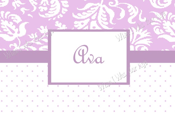 Damask and Polka Dot Lilac Personalized Placemat Il_570xn
