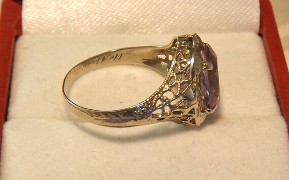 Antique Edwardian Amethyst Ring/10K White Gold/2 Carat Stone