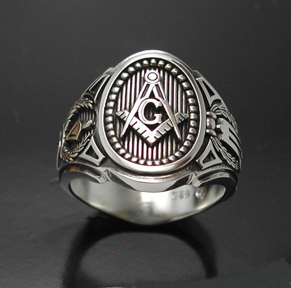 Masonic Ring in Sterling Silver Cigar Band by ProLineDesigns