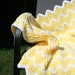 SALE Crochet Yellow and White Ripple Zig Zag Chevron Baby Afghan Blanket (was 50)