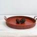 Rustic Red metal Platter, Vintage round metal tray, pot platter, garden decor, country cottage decoration, party decor