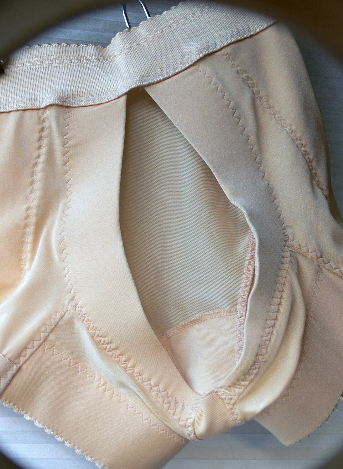 crotchless sheer panties control top girdle size small