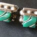 Vintage Taxco Mexico Green Onyx and Silver Screwback earrings.